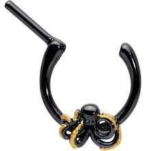 16G 5/16 Black Understated Octopus Cartilage Clicker