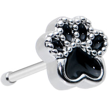 20G 1/4 Textured Black Paw Print Nose Bone