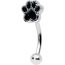 16G 5/16 Textured Black Paw Print Curved Eyebrow Ring