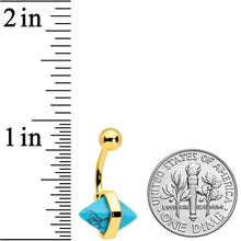 Gold Tone Turquoise Rhombus Belly Ring