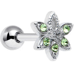 16G 1/4 Green Gem Texture Loopy Pot Leaf Cartilage Tragus Earring