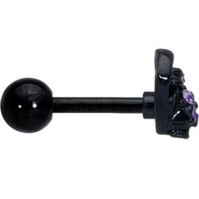 16G 1/4 Purple Gem Black Heart Skull Bow Cartilage Tragus Earring