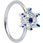 20G 5/16 Clear Blue Gem Festive Snowflake Nose Hoop