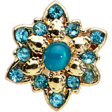 16G 1/4 Blue Gem Gold Tone Snowflake Cartilage Tragus Earring