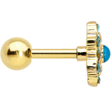 16G 1/4 Blue Gem Gold Tone Snowflake Cartilage Tragus Earring