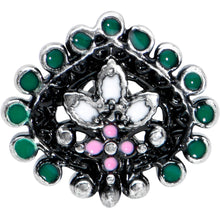 16G 5/16 Stylized Pink Green Abstract Leaf Labret Monroe Tragus