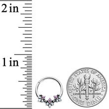 16G 3/8 Pink White Abstract Leaf Hinged Segment Ring