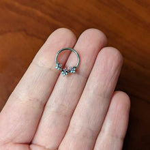 16G 3/8 Pink White Abstract Leaf Hinged Segment Ring