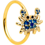 20G 5/16 Black Gem Gold Tone Blue Crab Nautical Nose Hoop