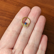16G 3/8 Gold Tone Textured Blue Octopus Hinged Segment Ring