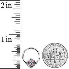 16G 3/8 Pink Gem Floral Rhombus Baroque Hinged Segment Ring