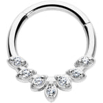 16G 5/16 Clear CZ Gem Seven Leaf Hinged Segment Ring
