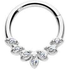 16G 5/16 Clear CZ Gem Seven Leaf Hinged Segment Ring