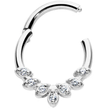 16G 5/16 Clear CZ Gem Seven Leaf Hinged Segment Ring