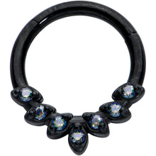 16G 5/16 Vitrail CZ Gem Black Seven Leaf Hinged Segment Ring