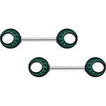 14G 9/16 Deep Green Moon Glow in the Dark Barbell Nipple Ring Set