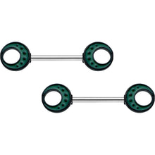 14G 9/16 Deep Green Moon Glow in the Dark Barbell Nipple Ring Set