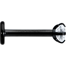 16G 5/16 Clear Gem Black Round End Internally Threaded Labret Tragus