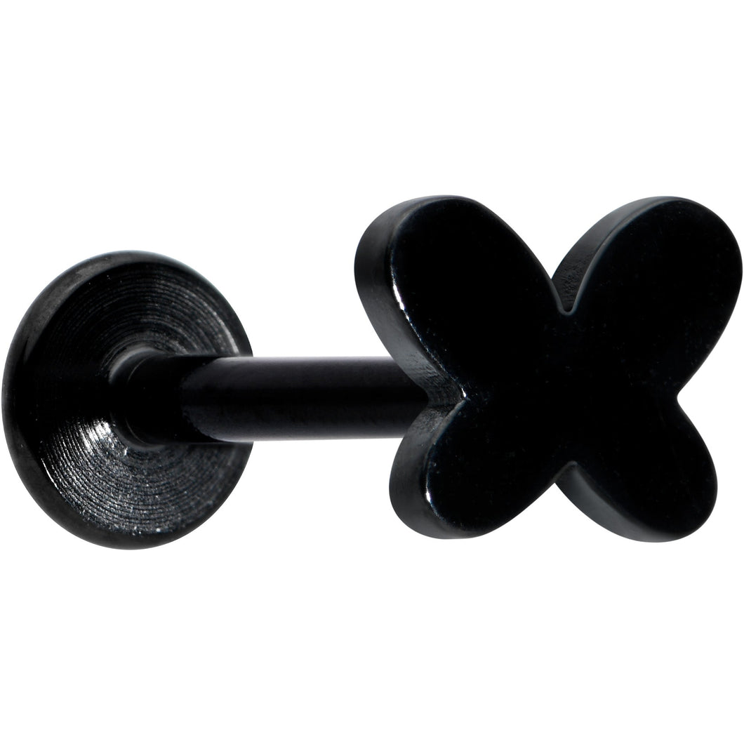 16G 5/16 Black Simple Butterfly Internally Threaded Labret Tragus