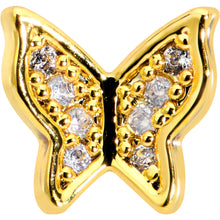 16G 5/16 Clear Gem Gold Tone Butterfly Internally Threaded Labret