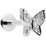 16G 5/16 Clear Gem Butterfly Internally Threaded Labret Tragus