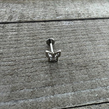 16G 5/16 Clear Gem Butterfly Internally Threaded Labret Tragus