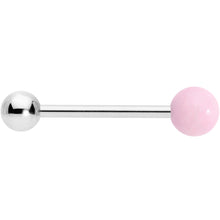 Pink Rose Quartz End Barbell Tongue Ring