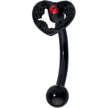 16G 5/16 Red Gem Black Steampunk Skeleton Curved Eyebrow Ring