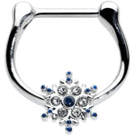 16G 5/16 Blue Gem Festive Snowflake Christmas Cartilage Clicker