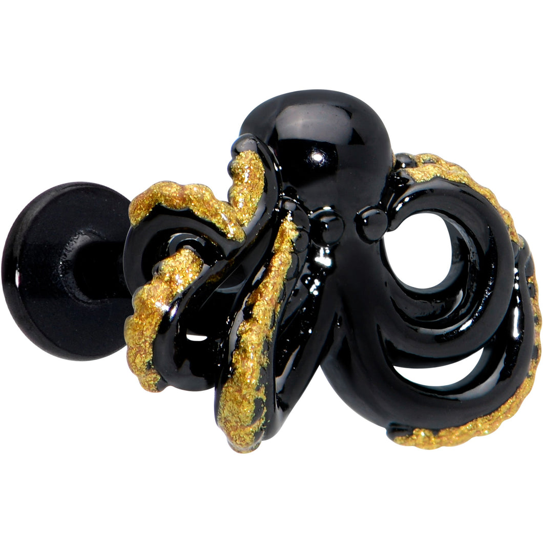 16G 5/16 Black Understated Octopus Labret Monroe Tragus