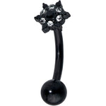16G 5/16 Clear CZ Gem Black Abstract Sun Curved Eyebrow Ring