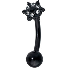 16G 5/16 Clear CZ Gem Black Abstract Sun Curved Eyebrow Ring