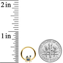16G 3/8 Gold Tone Blue Crab Nautical BCR Captive Ring