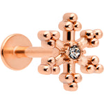 16G 5/16 Clear Gem Rose Gold Tone Snowflake Labret Monroe Tragus