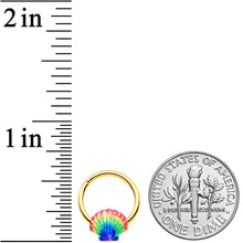 16G 3/8 Gold Tone Rainbow Scallop Shell Hinged Segment Ring