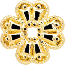 16G 5/16 Yellow Gem Gold Tone Textured Cross Labret Monroe Tragus