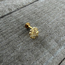 16G 1/4 Yellow Gem Gold Tone Textured Cross Labret