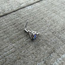 20G 7mm Aurora Gem Deco Waves L Shape Nose Ring