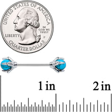 14G 5/8 Blue Turquoise Skeleton Hand Halloween Nipple Ring Set