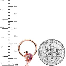 16G 3/8 Rose Gold Tone Fashion Flamingo Hinged Segment Ring