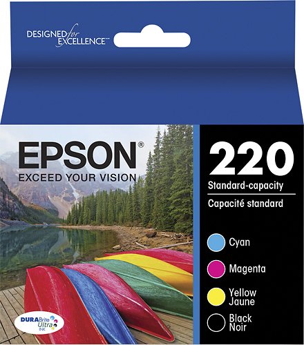 New, Pre-Owned - Epson 220 4-Pack Ink Cartridges- Black/Cyan/Magenta/Yellow
