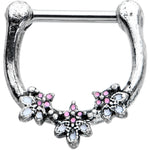 16G 5/16 Pink White Abstract Leaf Flower Cartilage Clicker