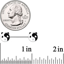 14G 9/16 Yin Yang Panda Bear Barbell Nipple Ring Set