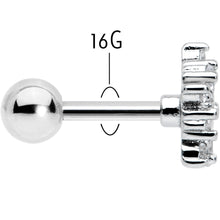 16G 1/4 Clear CZ Gem Floral Burst Cartilage Tragus Earring