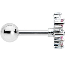 16G 1/4 Pink CZ Gem Floral Burst Cartilage Tragus Earring