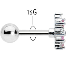 16G 1/4 Pink CZ Gem Floral Burst Cartilage Tragus Earring