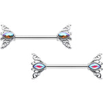 14G 9/16 Aurora Gem Deco Waves Barbell Nipple Ring Set