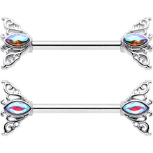 14G 9/16 Aurora Gem Deco Waves Barbell Nipple Ring Set
