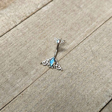 Aurora Gem Art Deco Scrollwork Ovals Double Mount Belly Ring