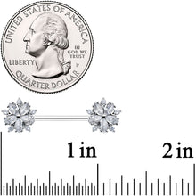 14G 9/16 Clear CZ Gem Floral Burst Barbell Nipple Ring Set